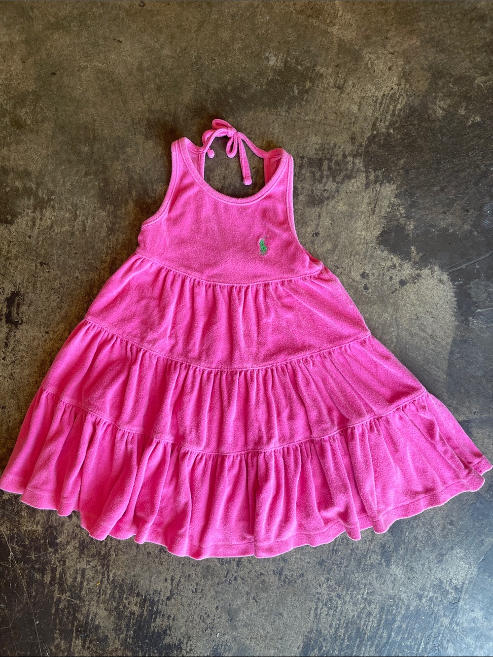 Girl’s Ralph Lauren Pink Ruffle Terry Cloth Swim Cover-up.